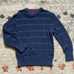 Cat & Jack Boys Navy Knit Pullover Sweater XS 4/5 Crewneck Cozy Classic